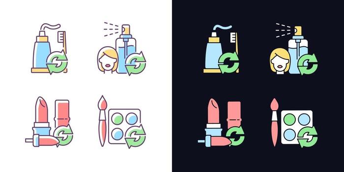 Refill and reuse light and dark theme RGB color icons set vector