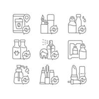 Refillable products linear icons set vector