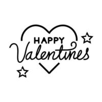 happy valentines day lettering with heart and stars vector