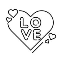 love lettering in heart isolated icon vector