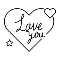love you lettering in heart isolated icon vector