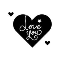 love you lettering in heart isolated icon vector
