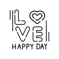 love happy day lettering with heart vector