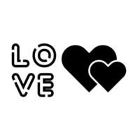 love lettering with hearts isolated icon vector