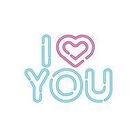 i love you lettering with heart isolated icon vector