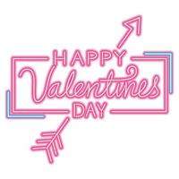 happy valentines day lettering with arrow isolated icon vector