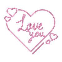 love you lettering in heart isolated icon vector