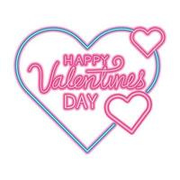 happy valentines day lettering with hearts decoration vector