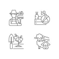 Work on farm linear icons set vector