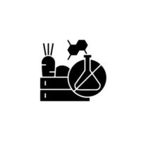 Chemical free food production black glyph icon vector
