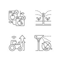 Automated systems in agriculture linear icons set vector