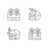 Environmental farming linear icons set vector