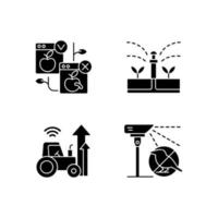 Automated systems in agriculture black glyph icons set on white space vector