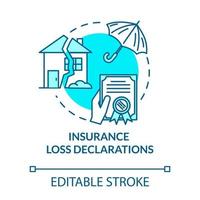 Insurance loss declaration turquoise concept icon