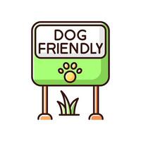 Dog friendly place green RGB color icon vector