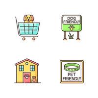 Pet friendly areas RGB color icons set vector