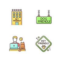 Pet friendly companies RGB color icons set vector