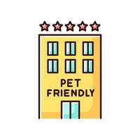 Pet friendly motel exterior yellow RGB color icon vector