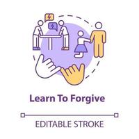 Learn to forgive concept icon vector