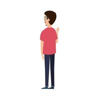 back young man with eyeglasses avatar character icon vector
