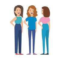 group of young women character vector