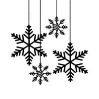 copos de nieve navidad colgando icono aislado vector