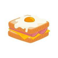 Delicioso sándwich con huevo frito icono aislado vector