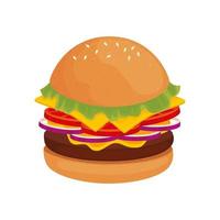 delicious burger fast food icon vector