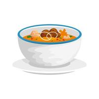 bowl of delicious soup isolated icon vector