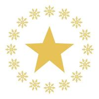 star in frame circular of snowflakes christmas decoration vector