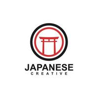 torii logo cultura japonesa, plantilla deign vector icono ilustración.