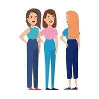 group of young women character vector