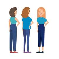 group of young women character vector