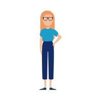 beautiful woman with blonde hair and eyeglasses vector