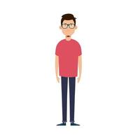 young man with eyeglasses avatar character icon vector