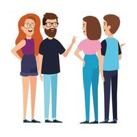 group of young people characters vector