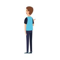 back young man avatar character icon vector