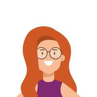 beautiful woman with red hair and eyeglasses vector