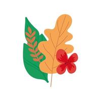 flower with leafs natural isolated icon vector
