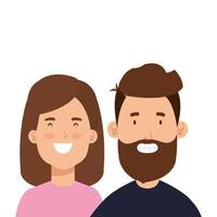 young couple avatar character icons vector