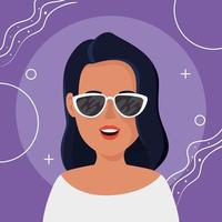 Bella mujer con gafas de sol avatar icono de personaje vector