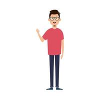 young man with eyeglasses avatar character icon vector