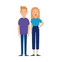 young couple avatar character icons vector