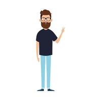 young man with beard and eyeglasses avatar character vector