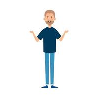 young man with beard avatar character vector