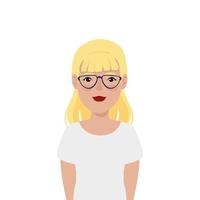 Hermosa mujer de cabello rubio con gafas avatar icono de personaje vector
