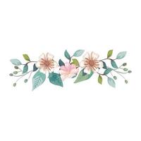 cute flowers with branches and leafs natural vector