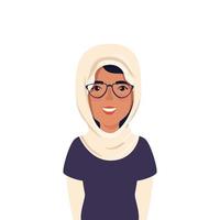 beautiful woman muslim with glasses avatar character icon vector