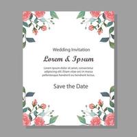 wedding invitation card with flowers decoration vector