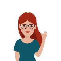 hermosa mujer de pelo rojo con gafas avatar personaje vector